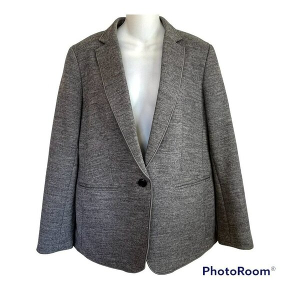 ANN TAYLOR SIZE 12 GRAY WOOL BLEND HUTTON BLAZER - Picture 1 of 11